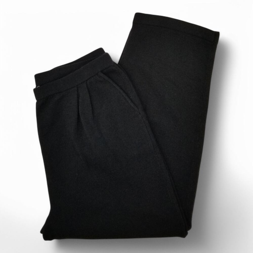 *VINTAGE* ALNORAL Wool Blend Black Pleated Luxury Knit Pull On Pants - Size 1X